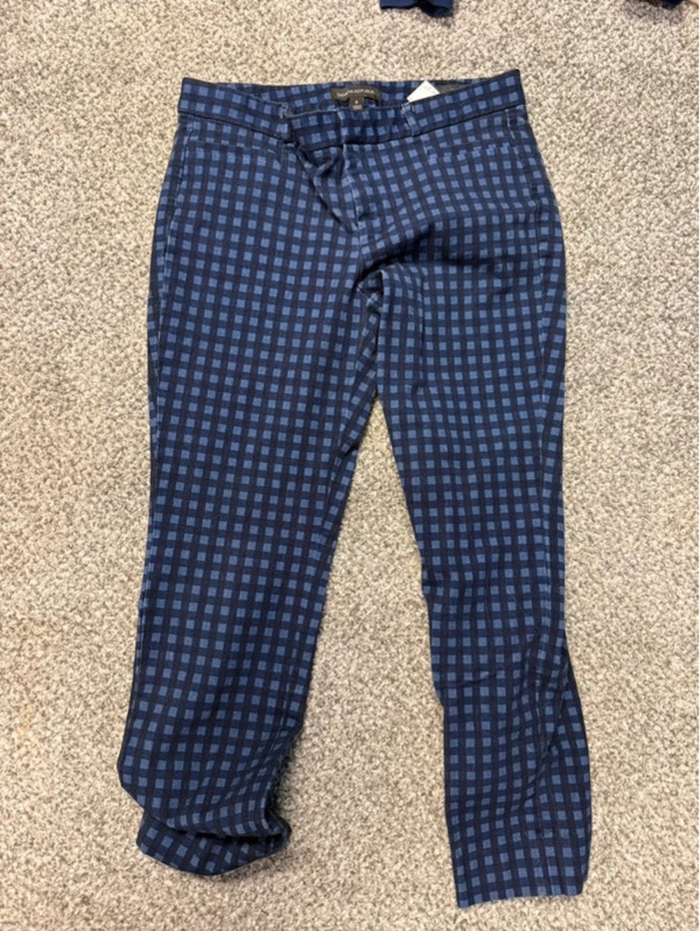 Banana Republic Navy Gingham Plaid Sloan Ankle Fit Ankle Pants - Women's Size 6